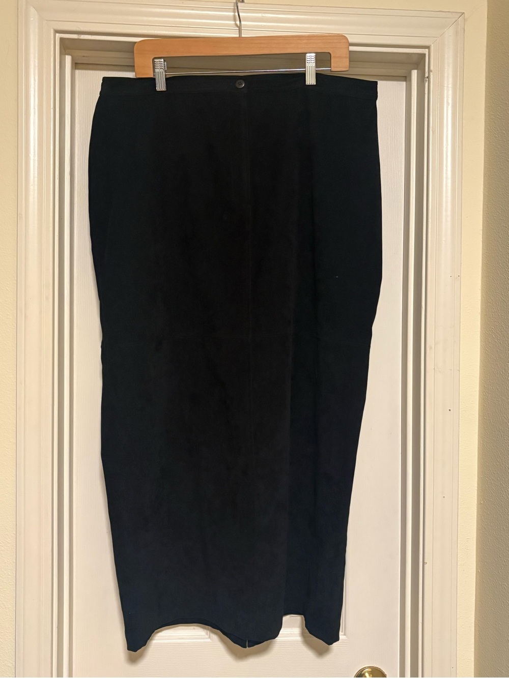 Vintage Norton McNaughton Black Suede Maxi Column Skirt 90s Minimalist Size 18